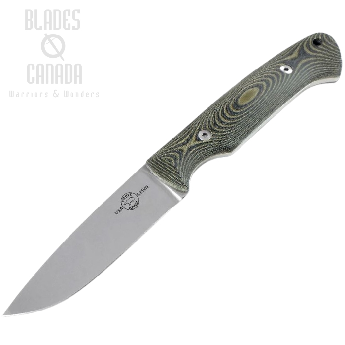 (image for) White River Hunter Fixed Blade Knife, CPM S35VN, Micarta Olive/Black, Kydex Sheath WRHNT-LBO